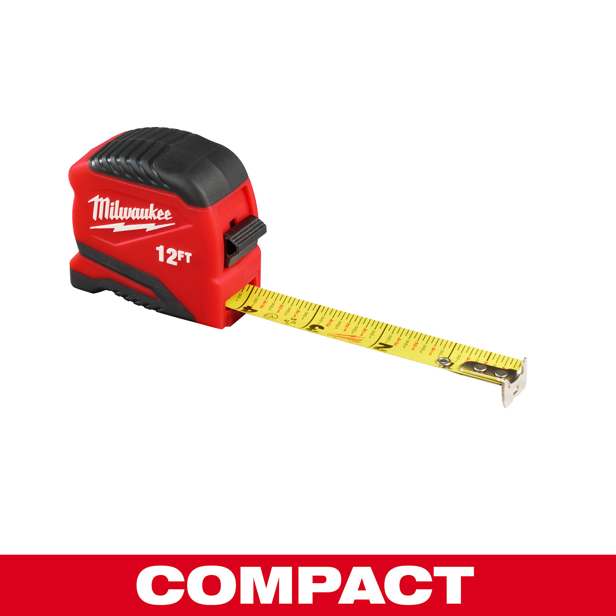 Milwaukee, 12ft. Compact Tape Measure, Measures Up To 12 ft, Model# 48-22-1712